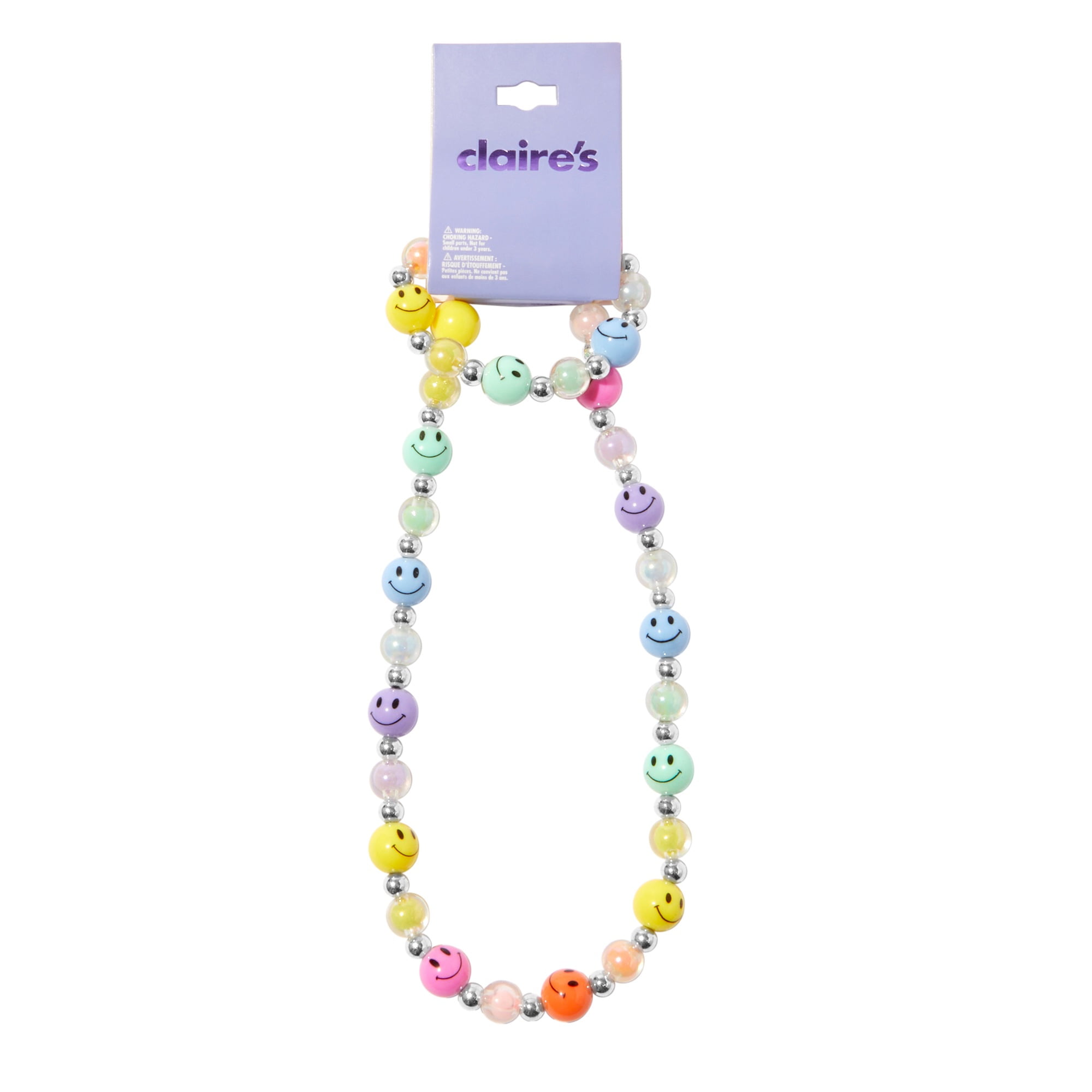 Claire's Rainbow Smiley Face Beaded Mixed Piece Jewelry Set, 2-Pack, Children's