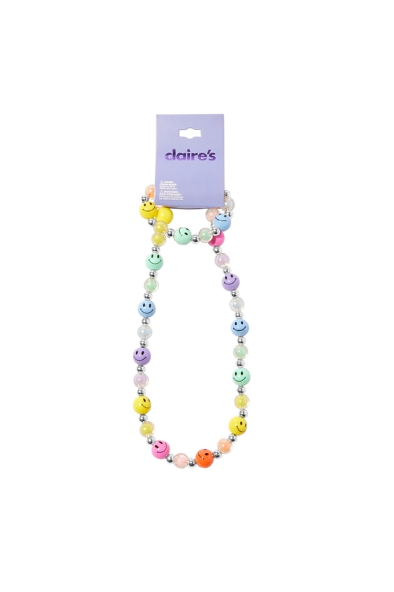 Rainbow Smiley Face Beaded Mixed Piece Jewelry Set, 2-Pack, Children's
