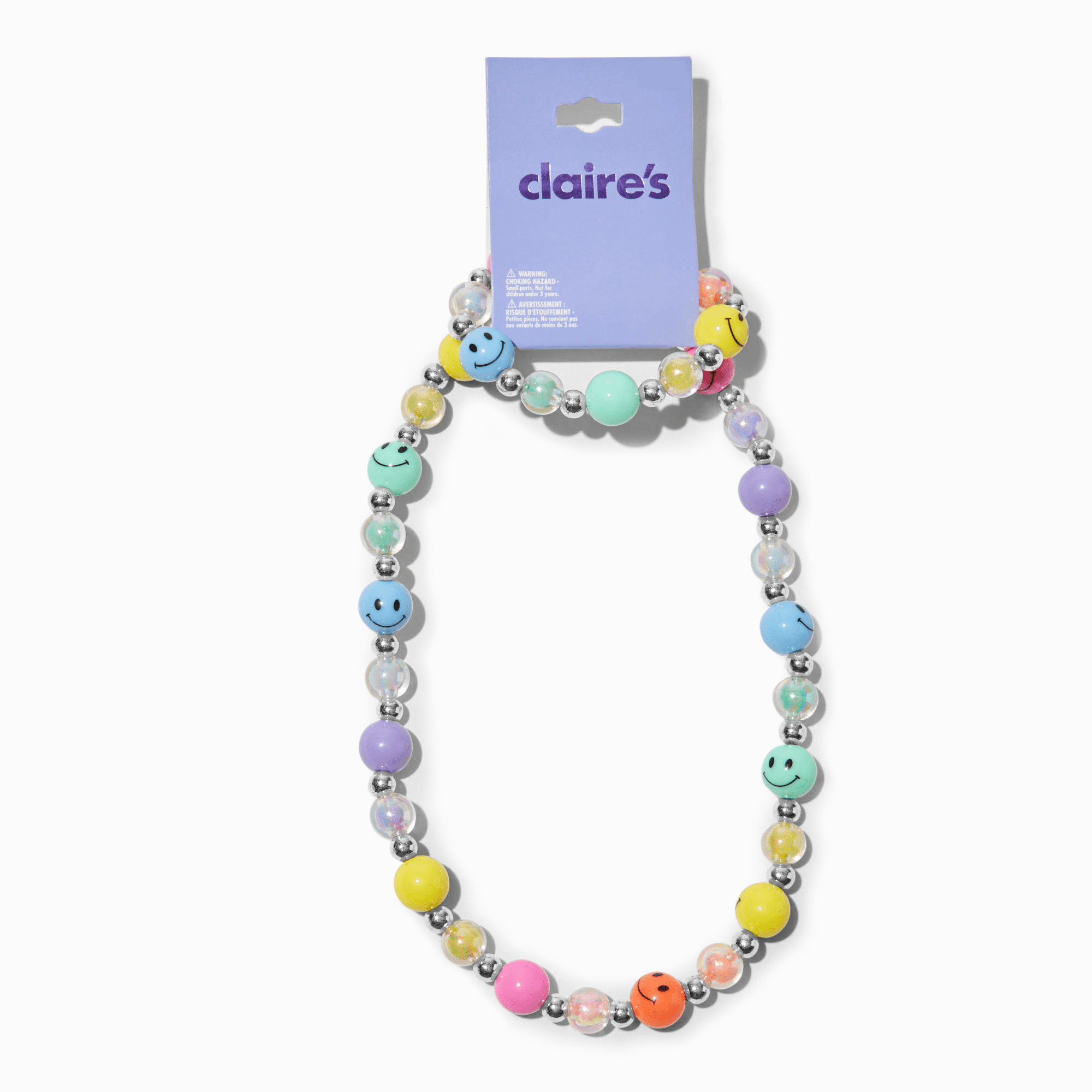 Lot Boucles D'oreilles Et Bracelet Claire's Y2K Strass Smiley Visage Clous Colorés Neuf Avec étiquette