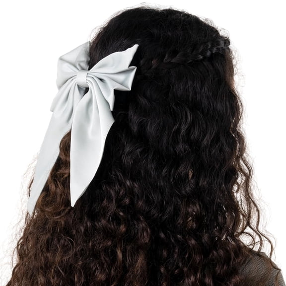 Claire's Sage Green Satin Hair Bows with Barrette Clip Closure, Elegant Hair and Fashion Accessory for Women, Teens, Tweens, and Girls, 6-inches Long