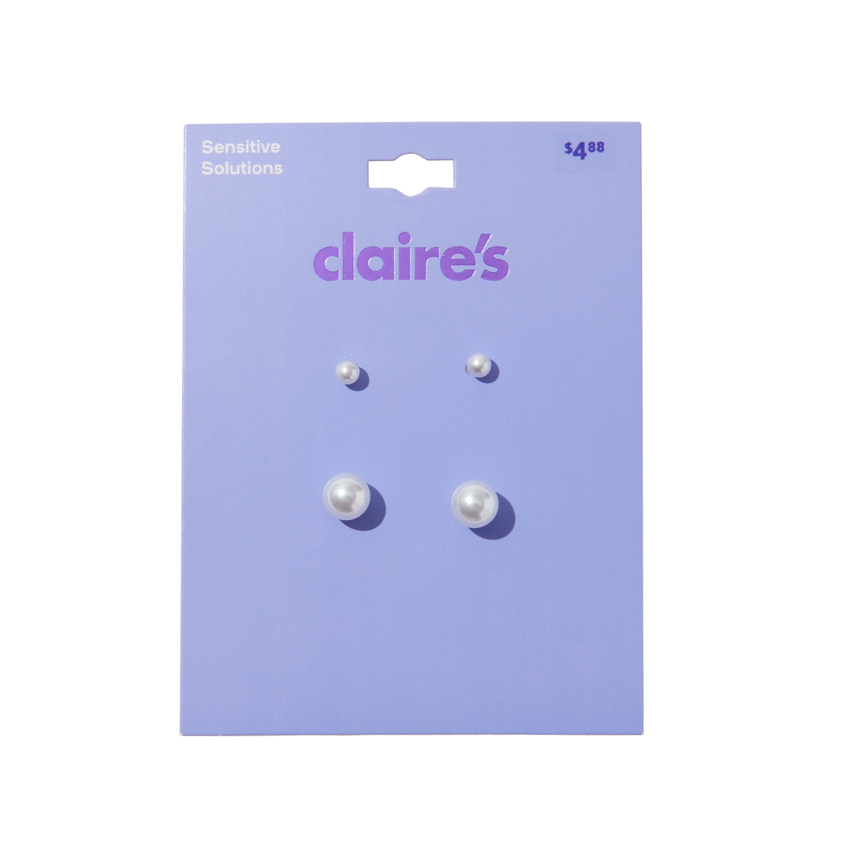 Claire s Sensitive Solutions Pearl Earrings 4mm and 8mm 2 Pair