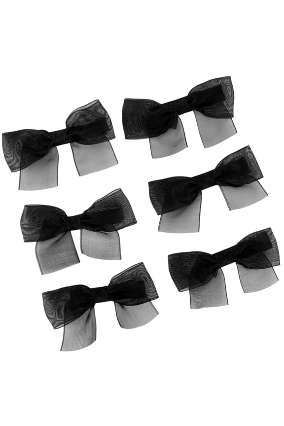 Sheer Hair Bows, Adorable Hair Clips for Women, Teens, and Girls, Versatile Hair Accessory for Daily Wear or Special Occasions, 3 inches / 7.62 cm, 6-Pack (Black)