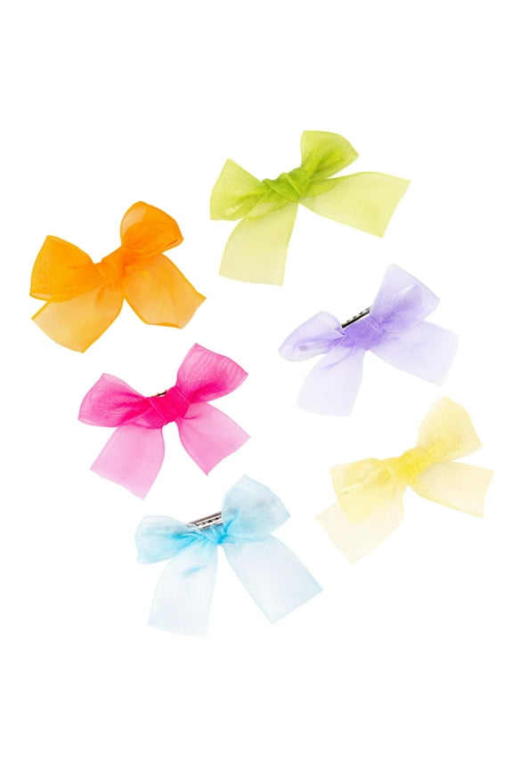 Sheer Hair Bows, Adorable Hair Clips for Women, Teens, and Girls, Versatile Hair Accessory for Daily Wear or Special Occasions, 3 inches / 7.62 cm, 6-Pack (Multicolor)