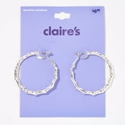 Claire's Silver 40MM Twist Hoop Clutchback Earrings