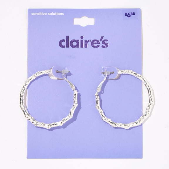 Claire's Silver 40MM Twist Hoop Clutchback Earrings