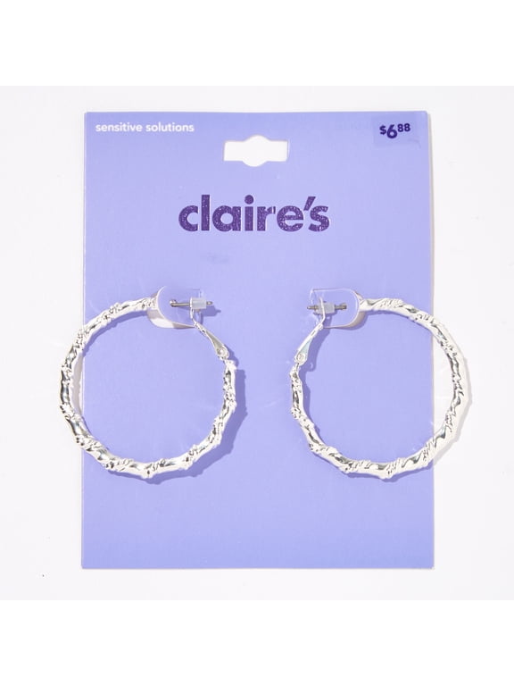 Silver 40MM Twist Hoop Clutchback Earrings