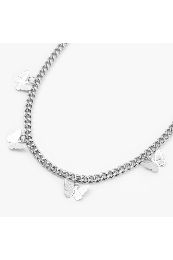Silver Butterfly Charm Chain Necklace