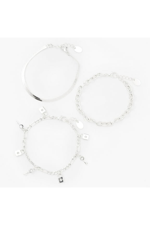 Silver Chain Bracelets - 3 Pack