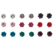 Claires Silver Cool Tone Crystal Stud Earrings - 9 Pack