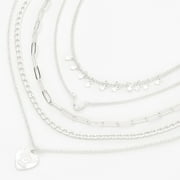 Claires Silver Evil Eye Heart & Star Chain Multi Strand Necklace, Silvertone,Adult.