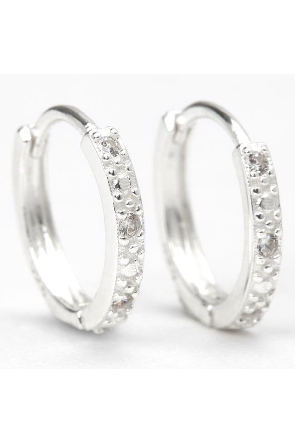 Silver Metal Textured Delicate Earring Hoops