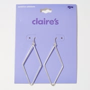 Claires Silver Metal Triangle Fish Hook Drop Earrings