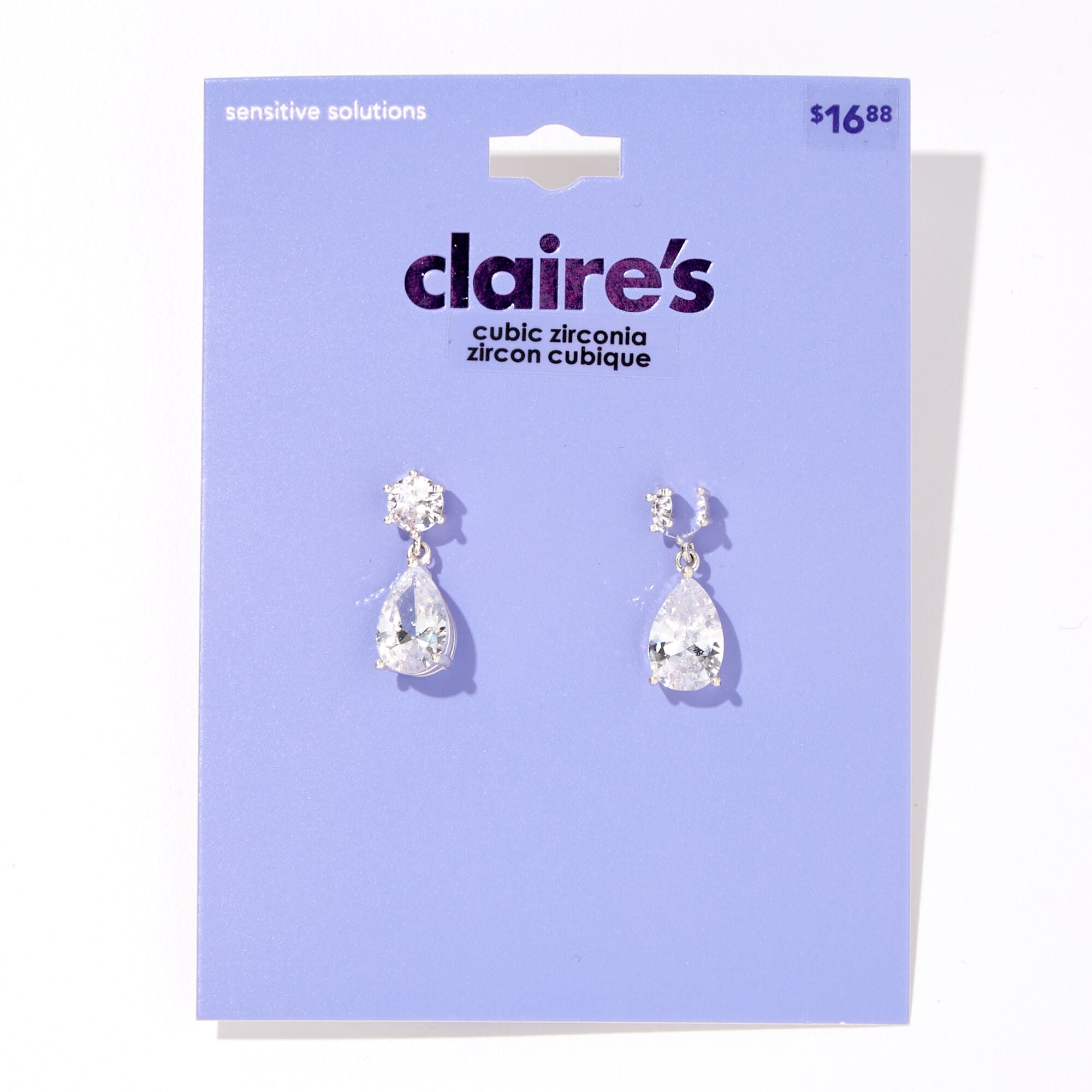 Claire's Silver Teardrop Cubic Zirconia Post Back Earrings