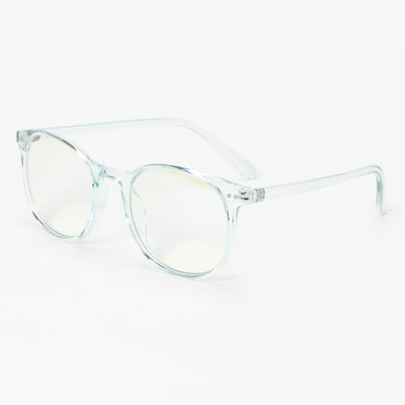 Claire's Solar Blue Light Reducing Round Clear Lens Frames - Blue