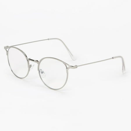 Claire's Solar Blue Light Reducing Round Clear Lens Frames - Silver
