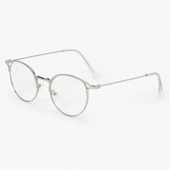 Claire's Solar Blue Light Reducing Round Clear Lens Frames - Silver