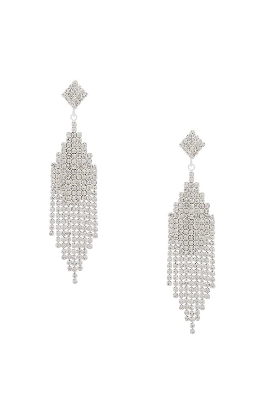 Sparkling Silver Rhinestone Cascading Earrings