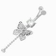 thumbnail image 1 of Claire's Stainless Steel 14G Filigree Butterfly Belly Ring, 1 of 4