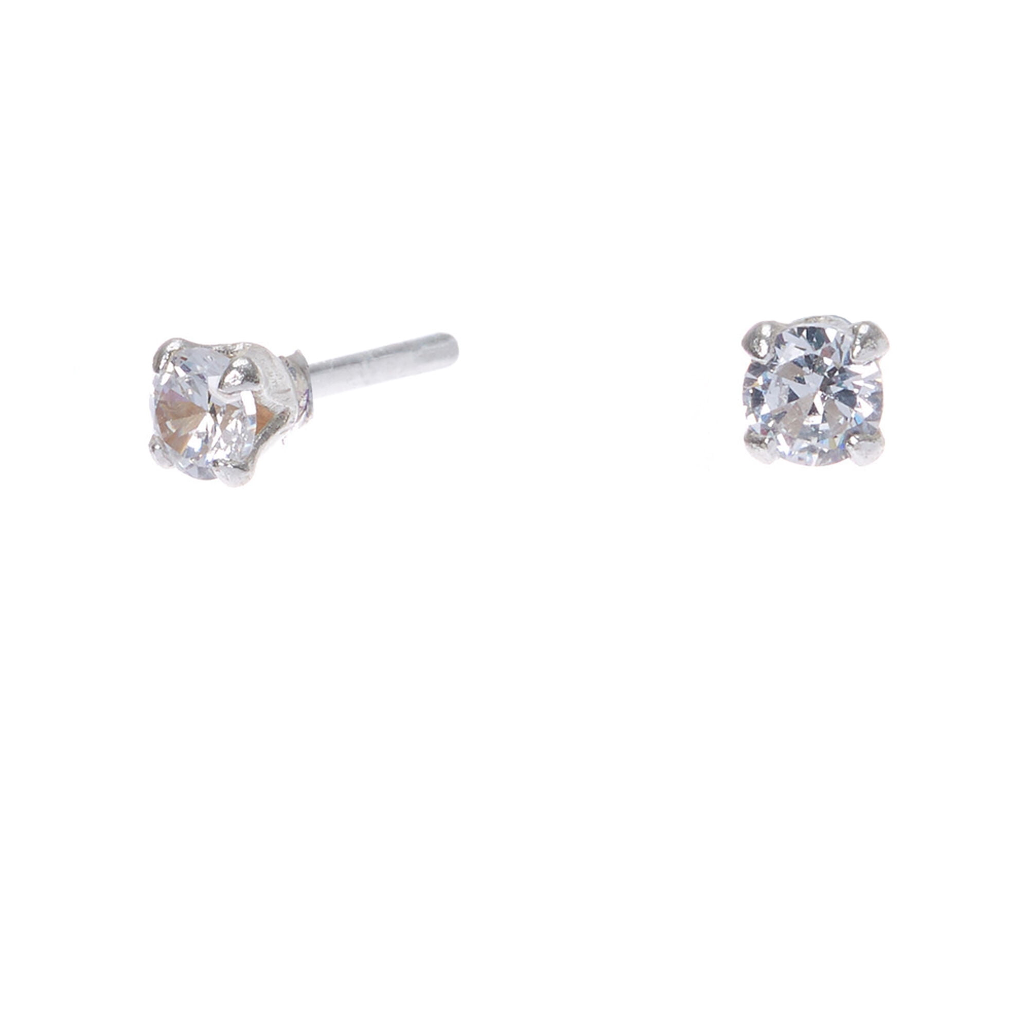 Sterling Silver Cubic Zirconia Round Stud Earrings - 8mm main image 1