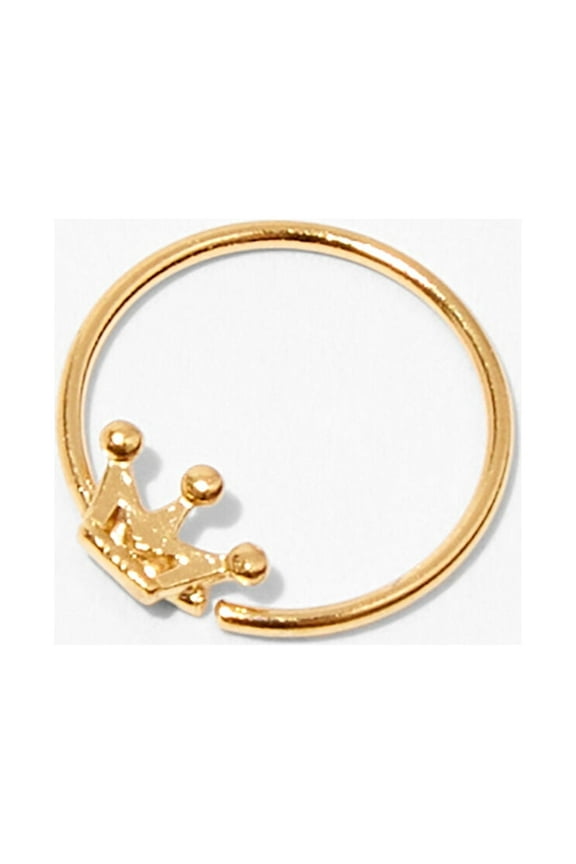 Sterling Silver Gold 22G Crown Open Hoop Nose Ring