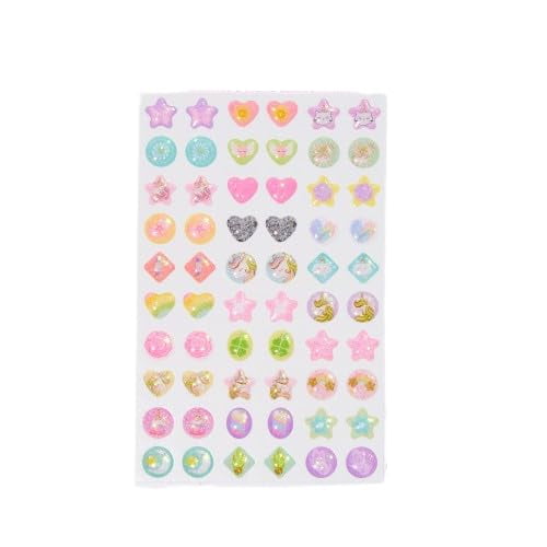 Claire's Stick On Earrings for Girls - Variety of 3D Sticker Earrings - Cute Self-Adhesive Stickers - Jewlery Set Perfect for Dress Up - Pastel Unicorn, Stars, and Hearts