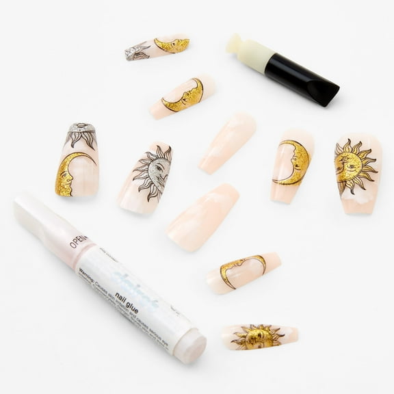 Claire's Sunburst Jelly Squareletto Vegan Faux Nail Set - 24 Pack