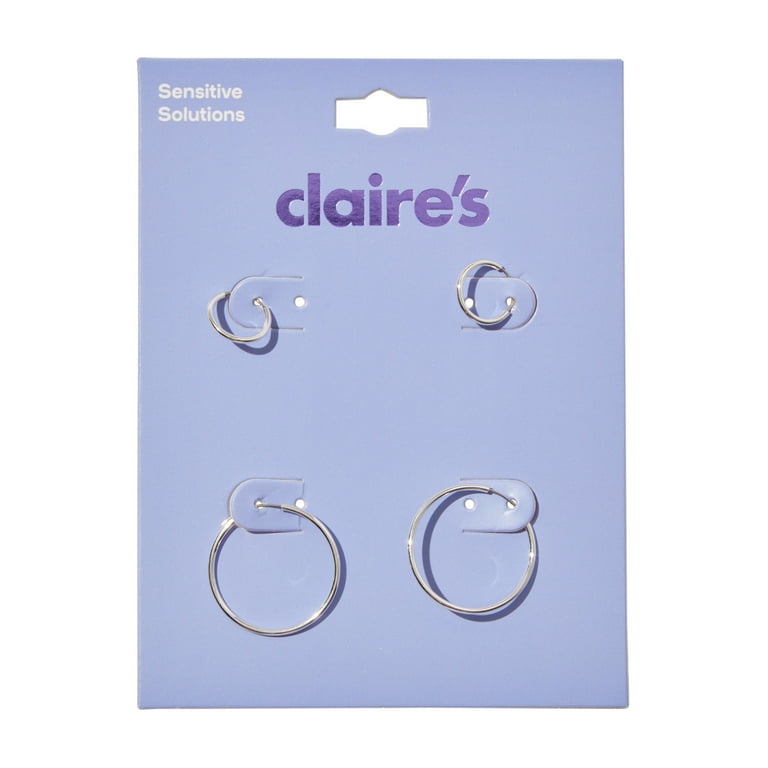 Claire's Teen Girls Classic Endless Silver Hoop Earrings, 10