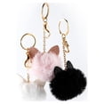 thumbnail image 1 of Claire's Teen Girls' Gold Pom Pom Cat Best Friend Keychains, Metal Keyring Set, 3 Pack, 93783, 1 of 3