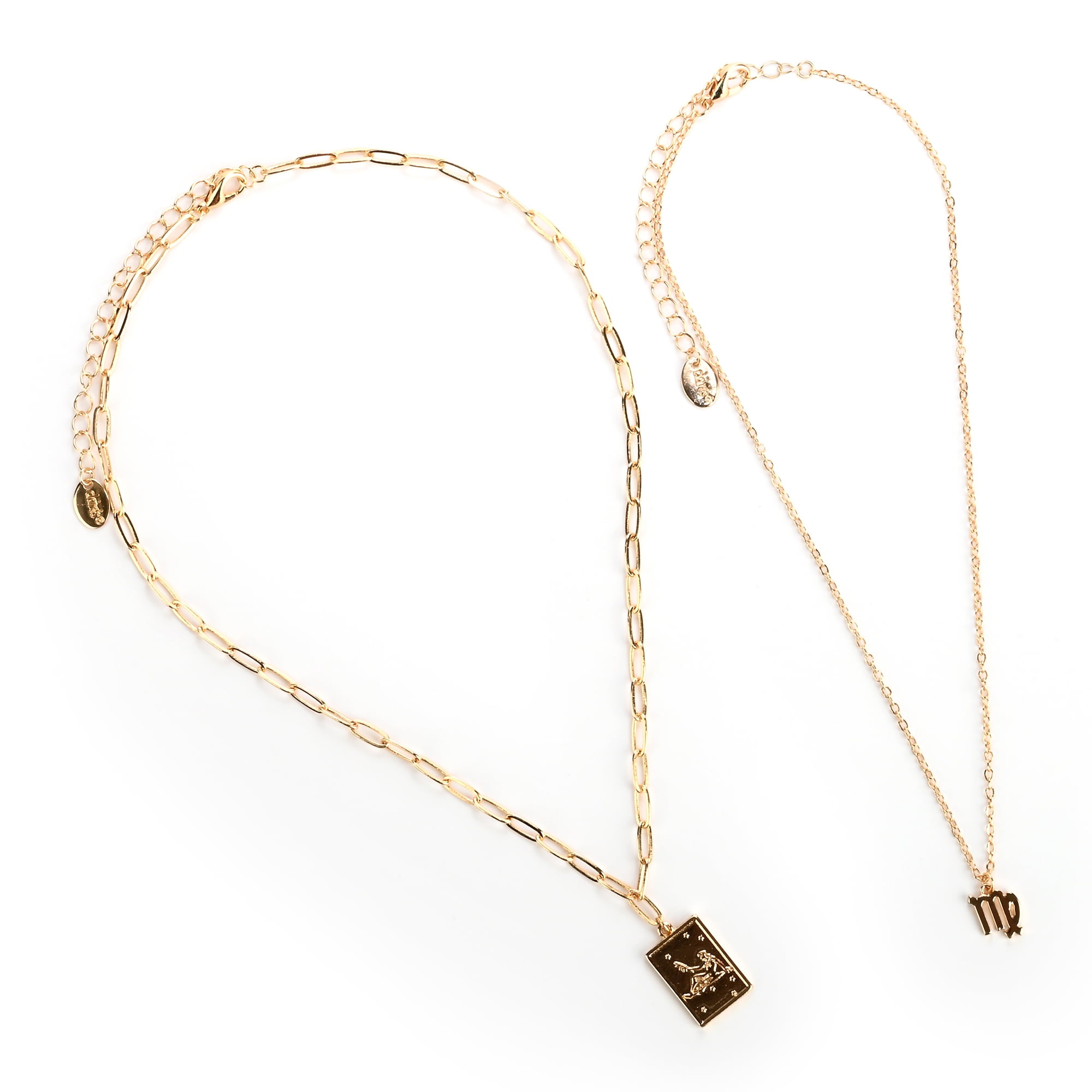 Claire's Teen Girls Gold Zodiac Virgo Necklace Set, Lobster Closure, 2-Pack
