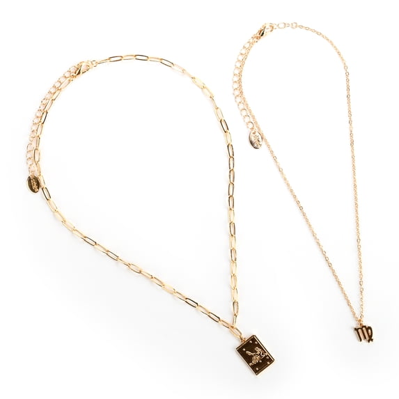 Claire's Teen Girls Gold Zodiac Virgo Necklace Set, Lobster Closure, 2-Pack