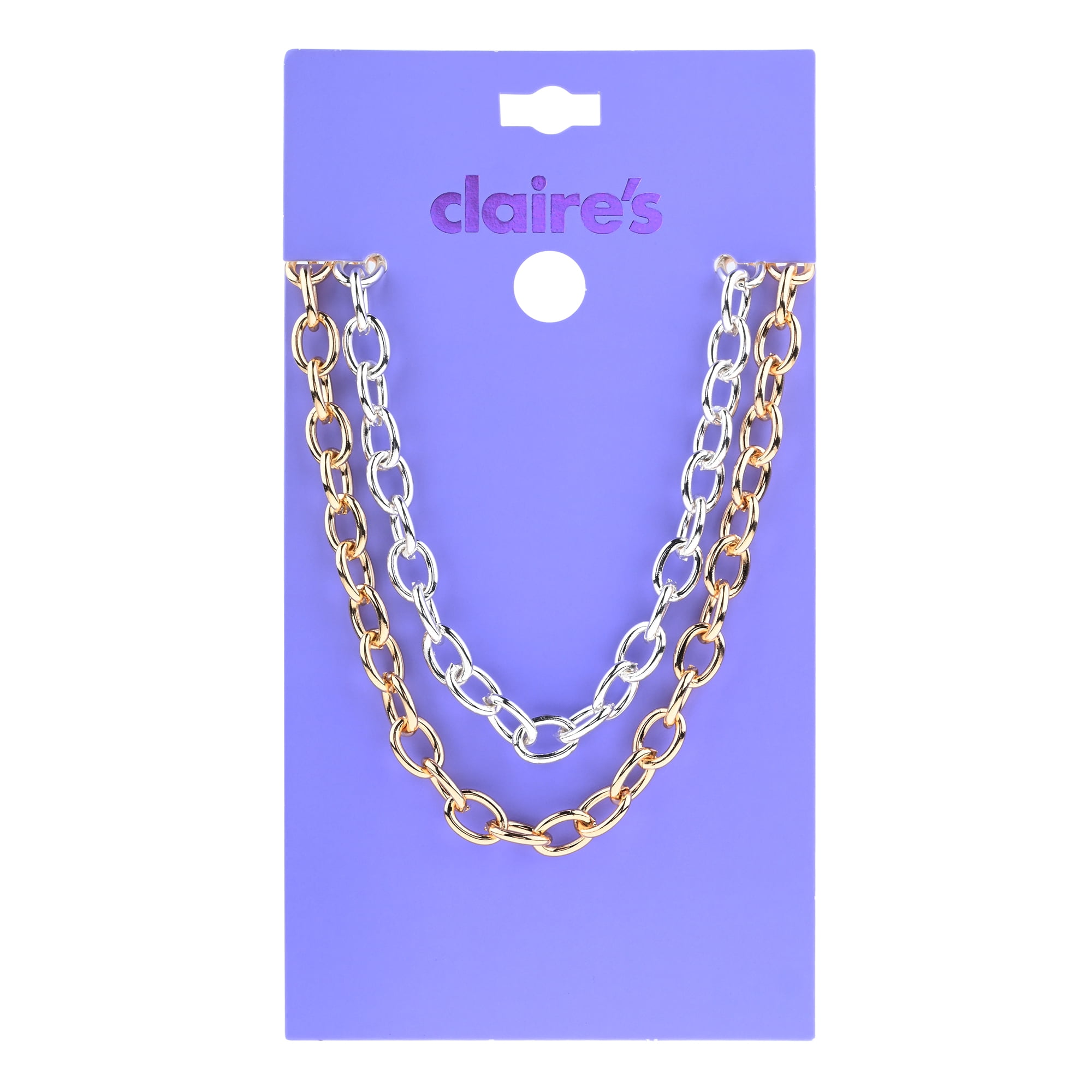 Claire's Teen Girls Gold and Silver Layering Metal Chain Necklaces, 2-Piece