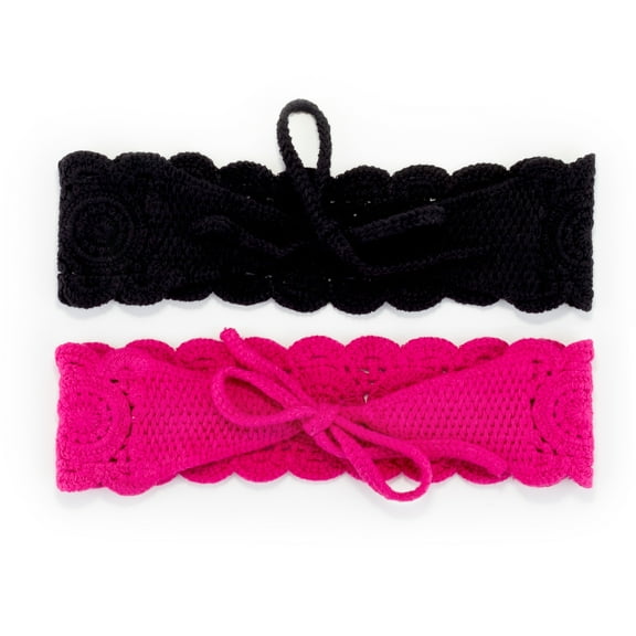Claire's Teen Girls Hot Pink and Black Crochet Fashion Headbands, 2-Pack