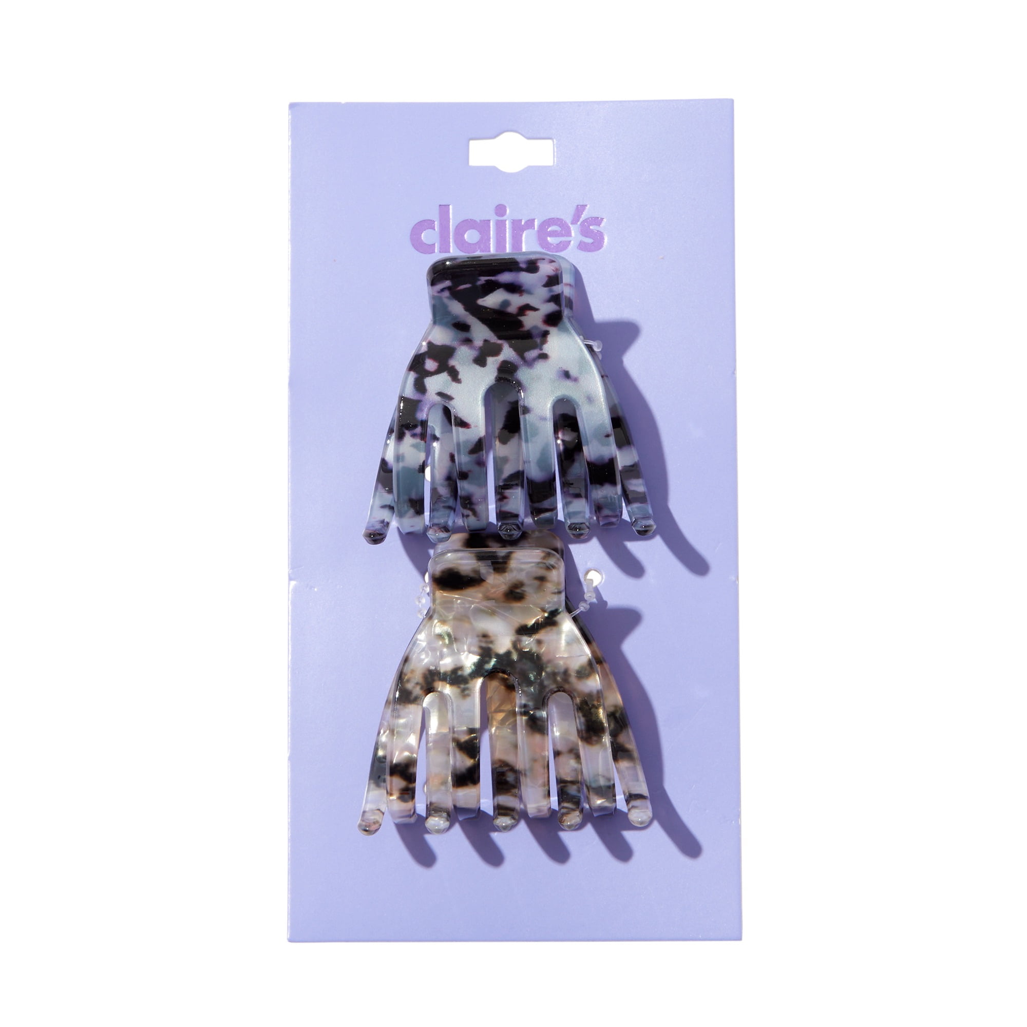 Claire's Teen Girls Medium Neutral Tortoise Shell Claw Clips, 2-Pack, Resin