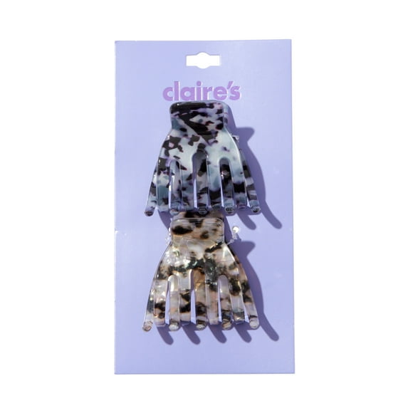 Claire's Teen Girls Medium Neutral Tortoise Shell Claw Clips, 2-Pack, Resin