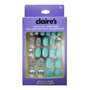 CLAIRE'S Teen Girls Mint and Sparkly Almond Shape Press-on Nails, 24-Pack