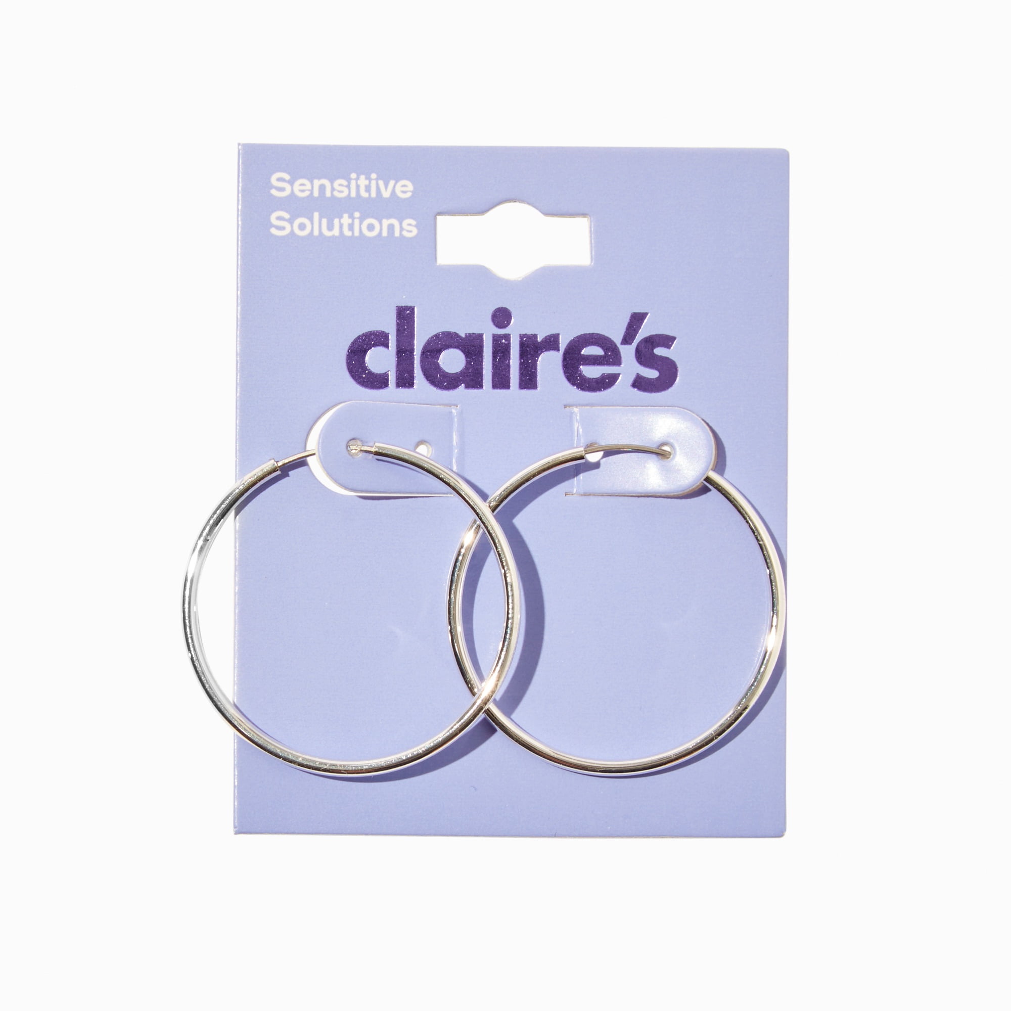 Claire's Teen Girls Silver 30 MM Hoop Earrings, Sensitive Solutions, 1-Pack