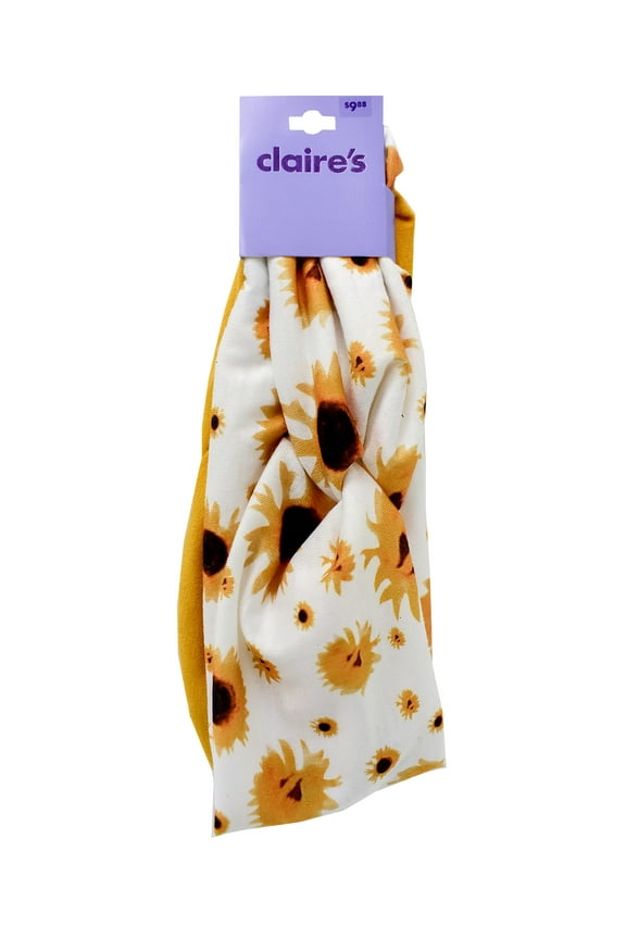 Teen Girls Sunflower and Yellow Twisted Fashion Headbands, 2-Pack