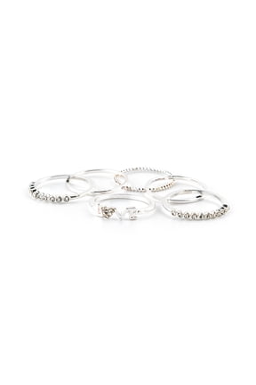 Teenager's Mix an Match Sterling Silver Love Rings, Assorted Set, Size 8, 6 Pack