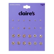 Claires Teenagers Mixed Metal Graduated Crystal Stud Earrings Set, Post Back, 12 Pack, 73833