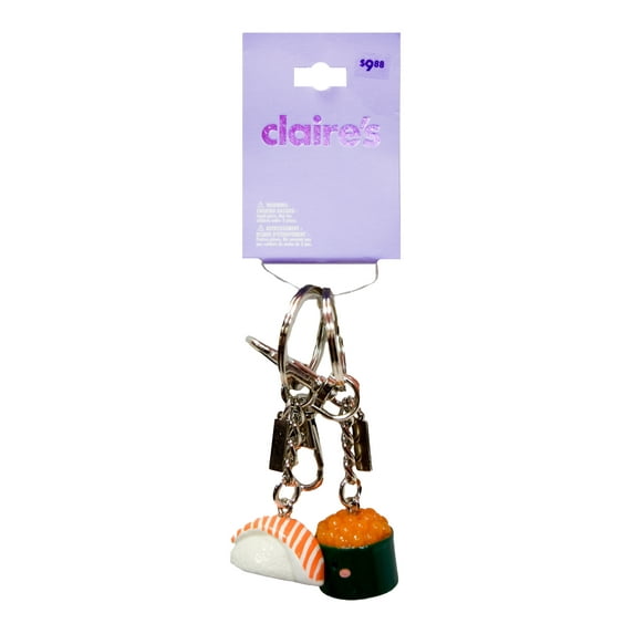 Claire's Teenagers Sushi Best Friends Metal Keychains, Keyring Set, 2 Pack