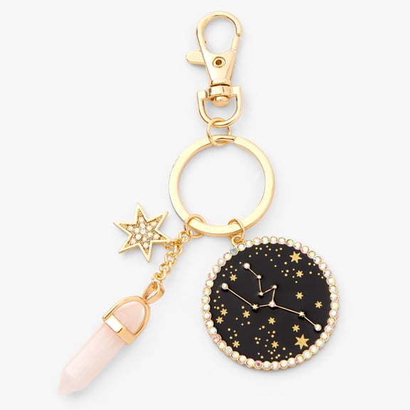 Claire's Tween Accessories Zodiac Keyring with Gemstone Star and Pink Crystal, Taurus