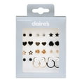 thumbnail image 1 of Claire's Tween Black and Gold Earring Set, Roses and Hearts, with Hoops, 24 Pieces, 1 of 6