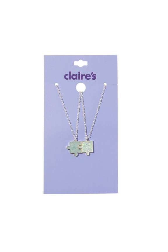 Tween Girls Best Friends Silver Puzzle Necklace Set, 2-Pack, Lobster Clasp