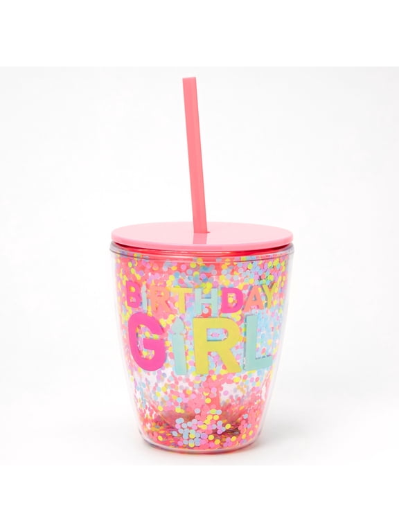 Tween Girls' Birthday Girl Pink Confetti Shaker Tumbler, Pink, 27172