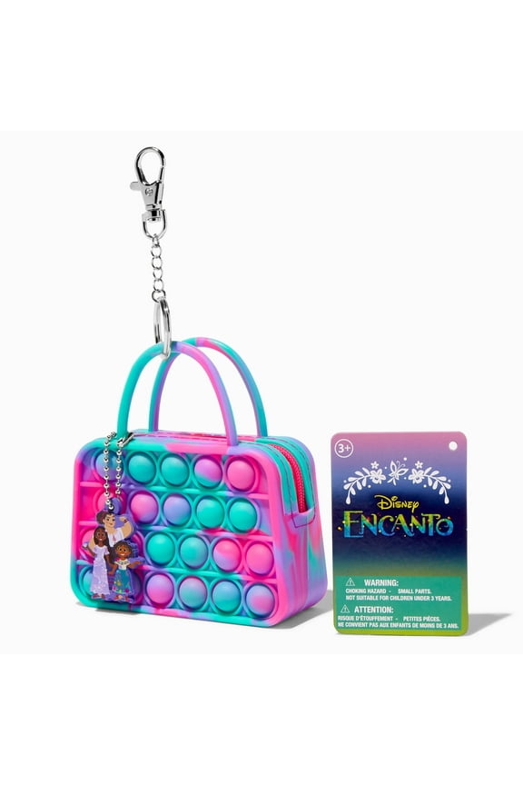 Claire's Tween Girls Disney Encanto Pink and Teal Silicone Popper Fidget Toy Coin Purse Keyring