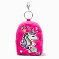 thumbnail image 1 of Claire's Tween Girls' Furry Y2K Unicorn Mini Backpack Keychain, Pink, Polyester, 12392, 1 of 3