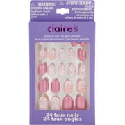 Claires Tween Girls Ice Cream and Sprinkles Almond Shaped Press-on Nails, 24 Nails