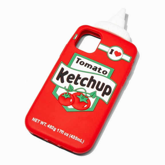 Claire's Tween Girls' Ketchup Bottle Protective Phone Case, Red, Fits iPhone 11, 85887