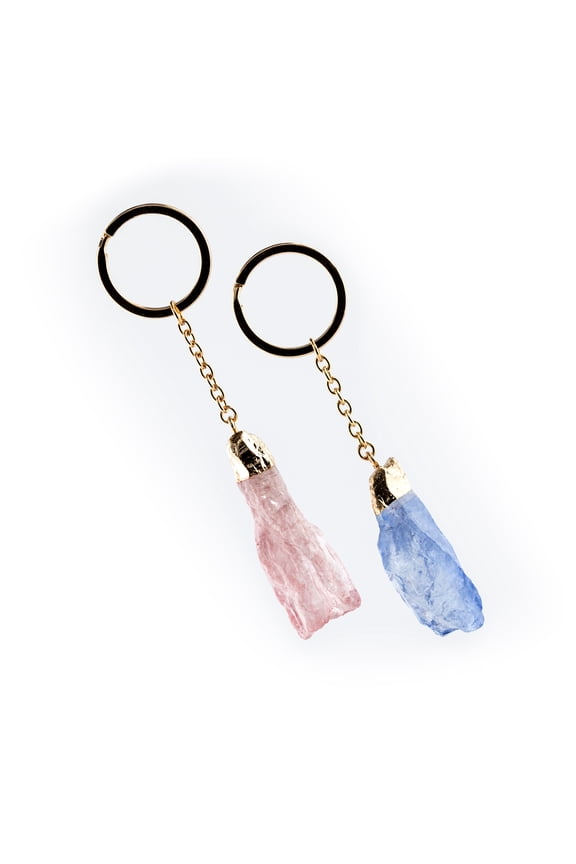 Tween Girls Pink and Blue Crystal Best Friends Keychains, 2-Pack