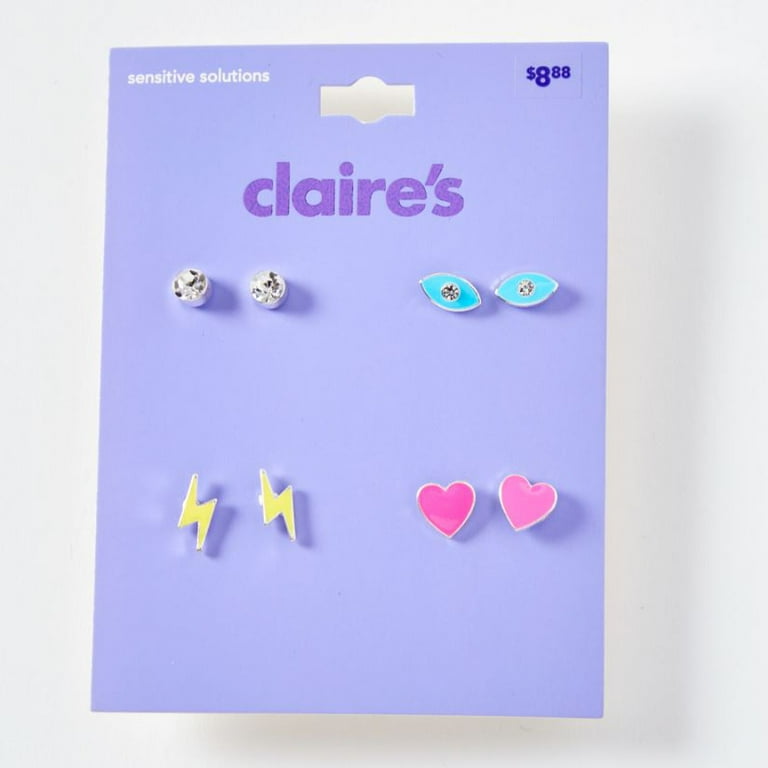 Claire's Tween Heart, Lightning Bolt, Eyes and Gemstone Stud